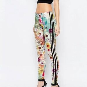 RARE Adidas Originals x Farm Rio Confete 3 Stripe Floral Leggings S/M US 6/UK 8